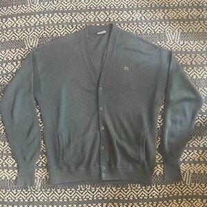 Men’s Lacoste LACOSTE CLUB Acrylic Knit Grey Cardigan – Large